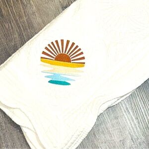 Baby Gift! Crib Quilt For Nursery - Embroidery- Boho Sun- 36”x45”
